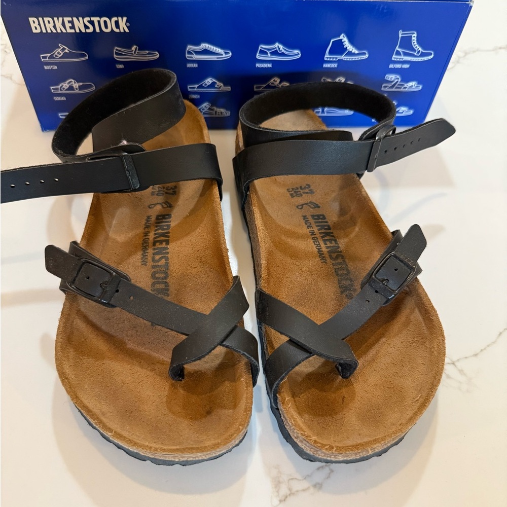 Birkenstock Black and Brown Strappy Sandals